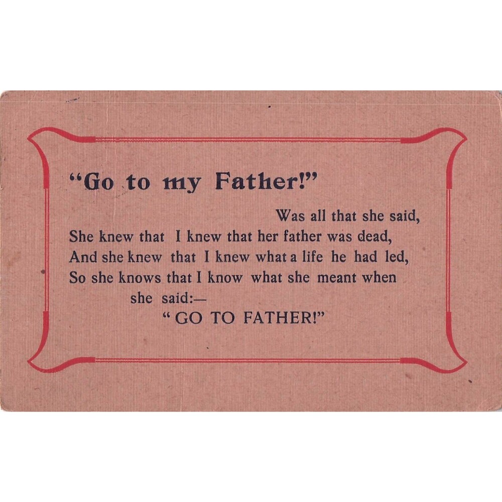 Vintage 1912 Humor Poem Postcard “Go To My Father!” Joke Verse Card Yankton SD